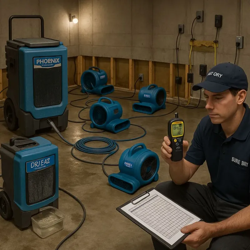 Structural Drying and Dehumidification process in Patterson Tract, CA